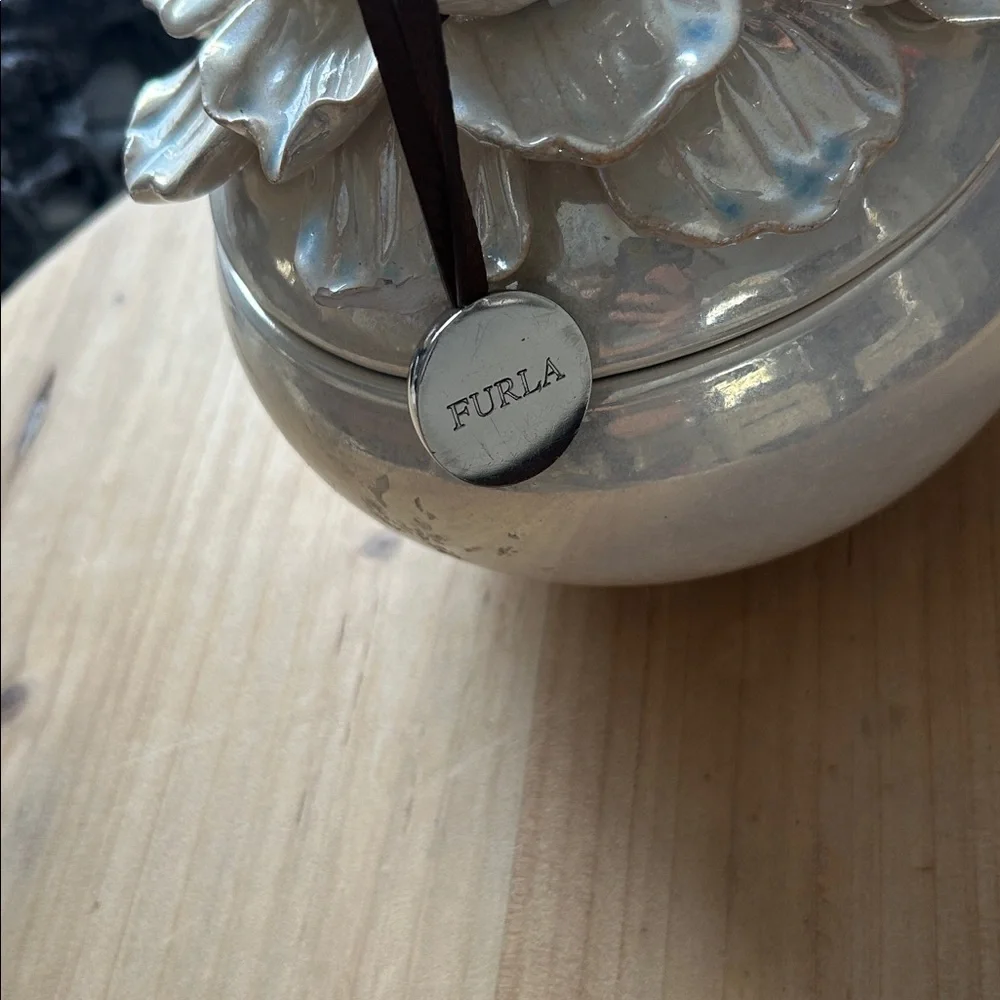 Furla Brown Leather Silver Hardware Bag Tag‎